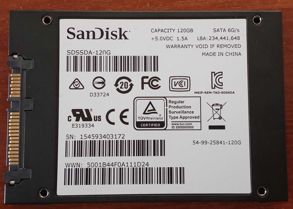 120Gb SSD 2.5" SanDisk SDSSDA120G (в пути)