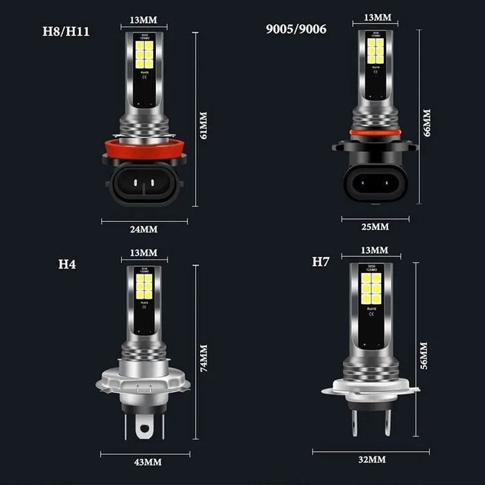 Лампи лампочки в протитуманні фари светодиодные LED лампы H7 H8 H11 2ш
