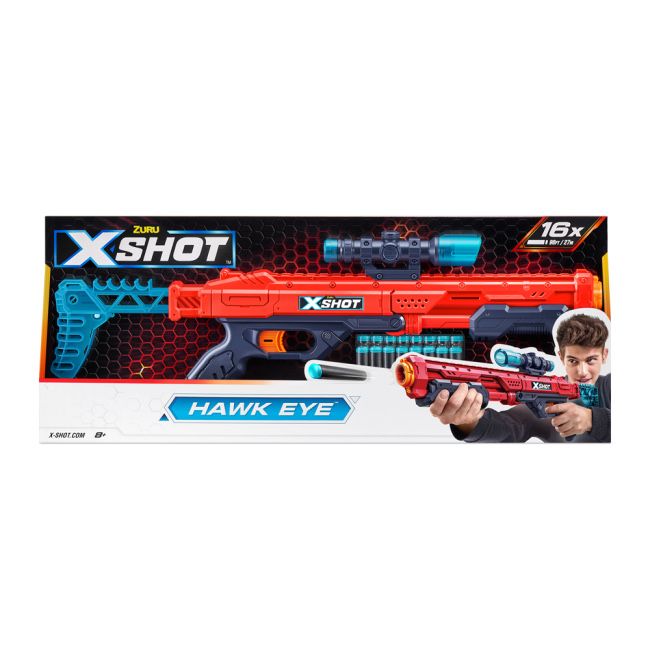 Скорострільний бластер zuru x-shot red excel hawk eye та 16 патронів
