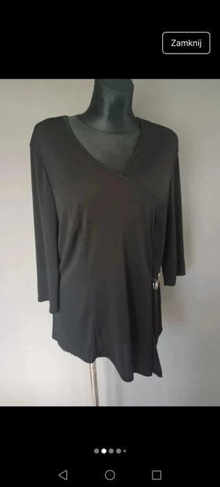 Bluzka czarna oversize asemetryczna dekold w serek V lata 80