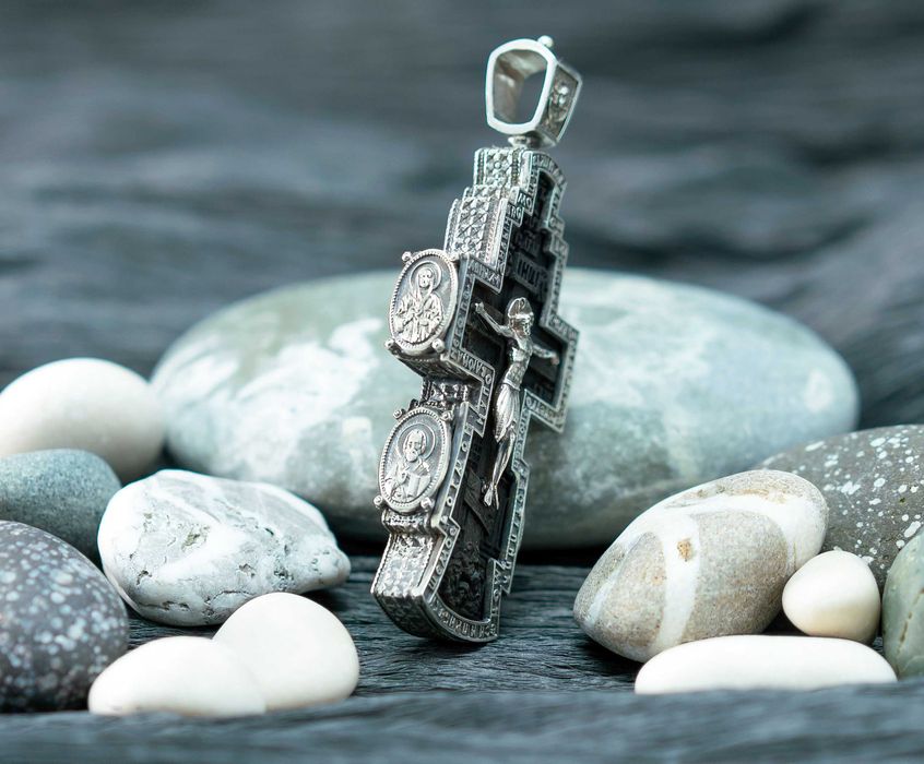 Крест эбеновое дерево, серебро 925 пробы