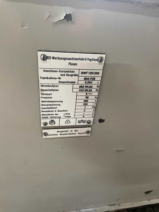 Wytaczarka pozioma WMW BWF 125/250 Do Osiowania Bloków Silników