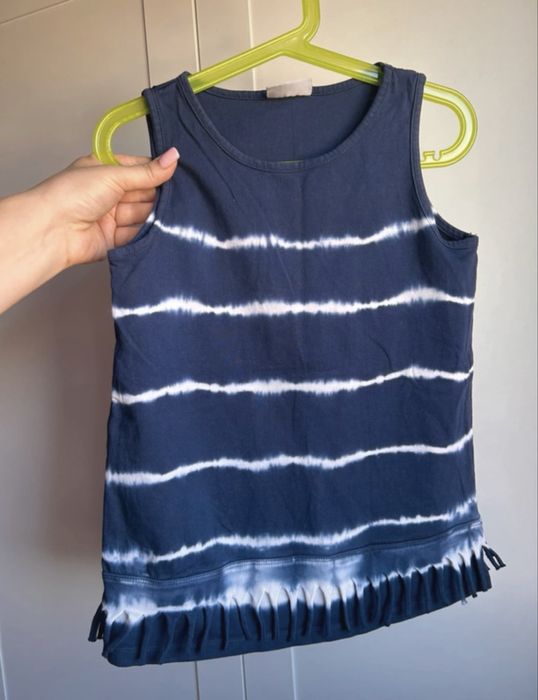 Granatowa bluzka dla dziewczynki top koszulka r. 128-134