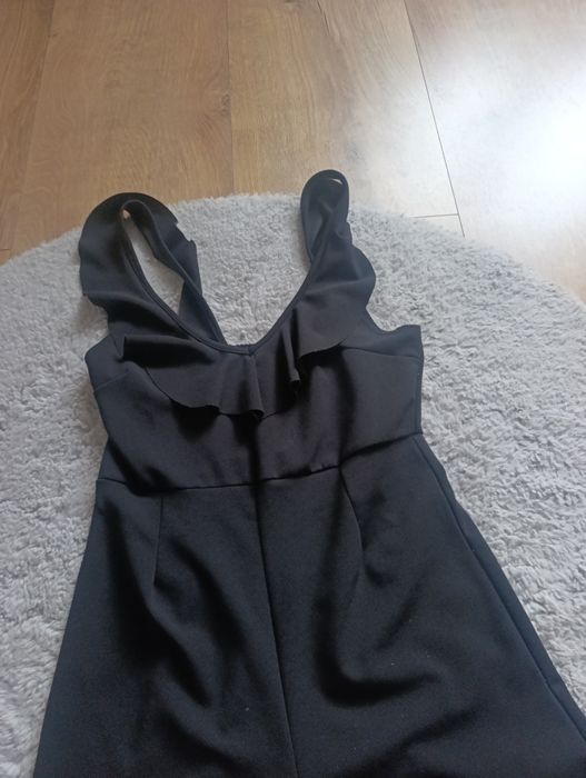 Kombinezon poszerzane nogawki elegancki koktajlowy falbanka m l