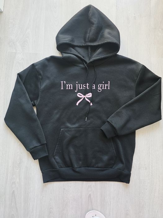Czarna bluza kangurka oversize I'm just a girl S
