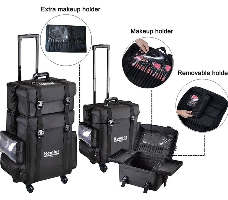 Nylonowy kufer wizażysty kosmetyczny Kemier