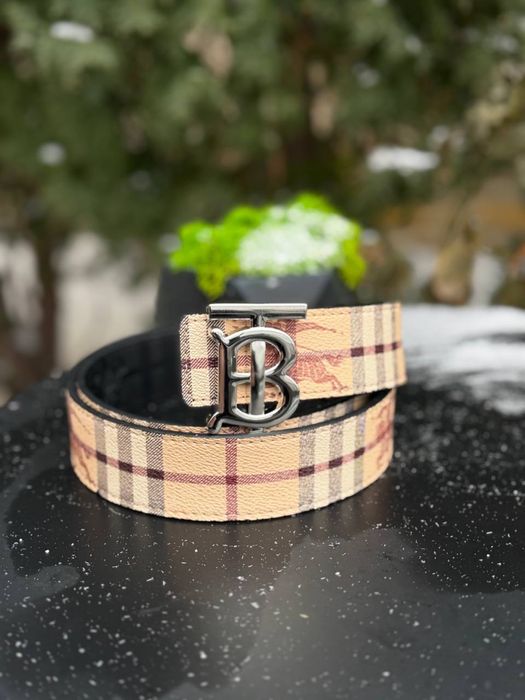 Ремінь Burberry бежевий чоловічий ремень Барбери кожный мужской