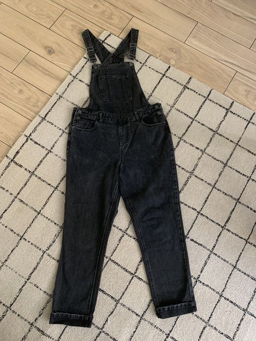 Spodnie dżinsy jeansy postarzane ogrodniczki luźne baggy skate