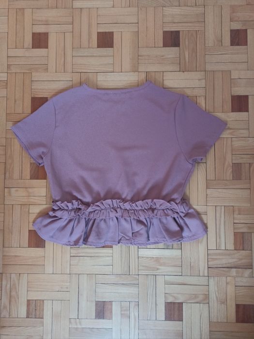Elegancka bluzka z baskinką, brudny róż M, boohoo