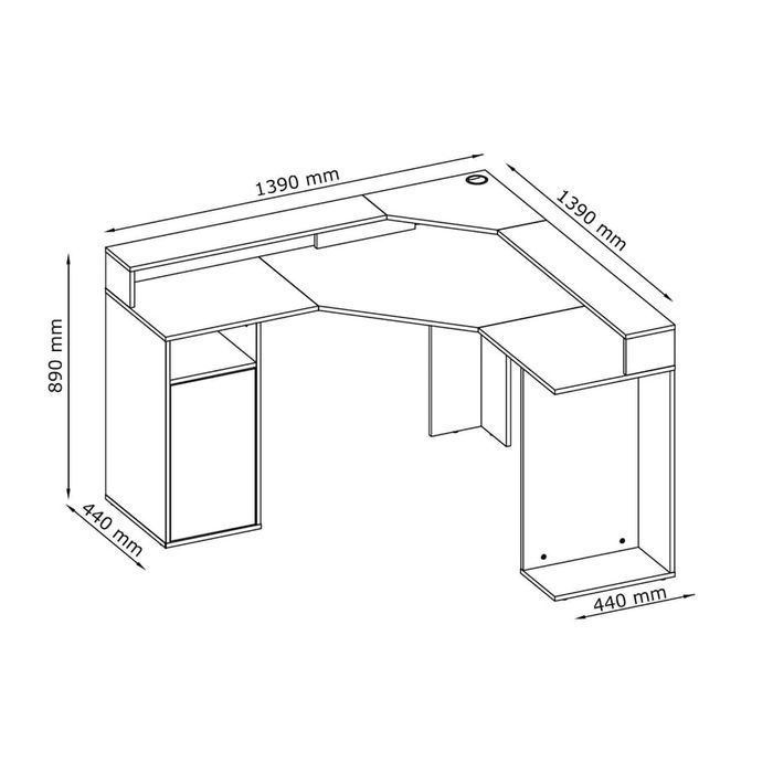 Biurko narożne Carbon do pracy i gamingu