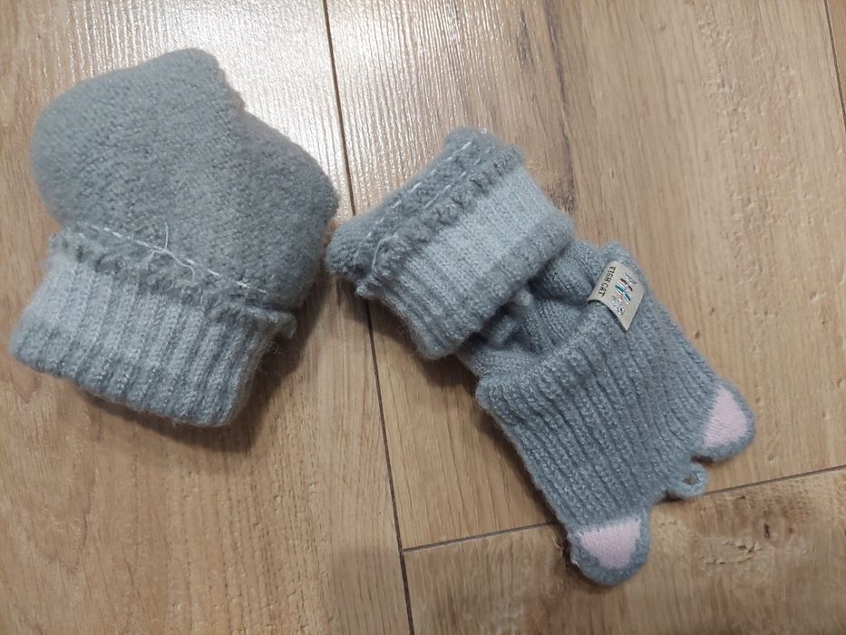 Dziecięce rękawiczki bez palców kotki 6-12 lat nowe