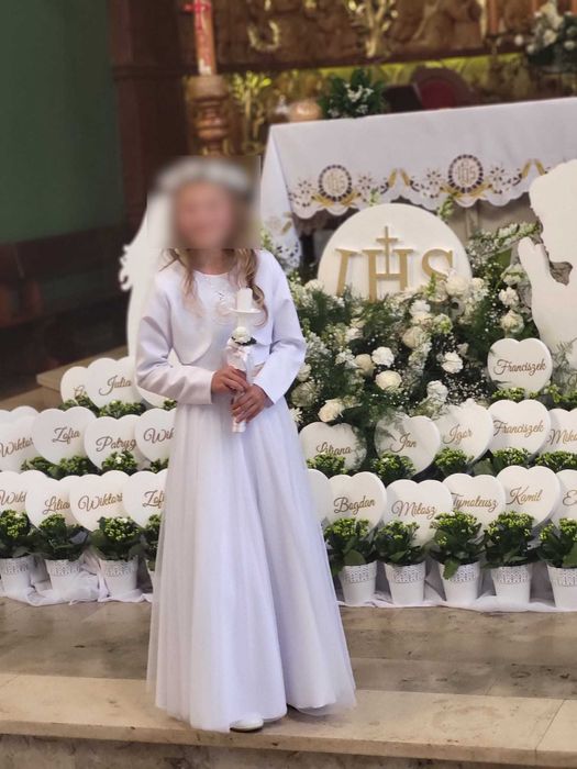Sukienka komunijna  z bolerkiem +wianek
