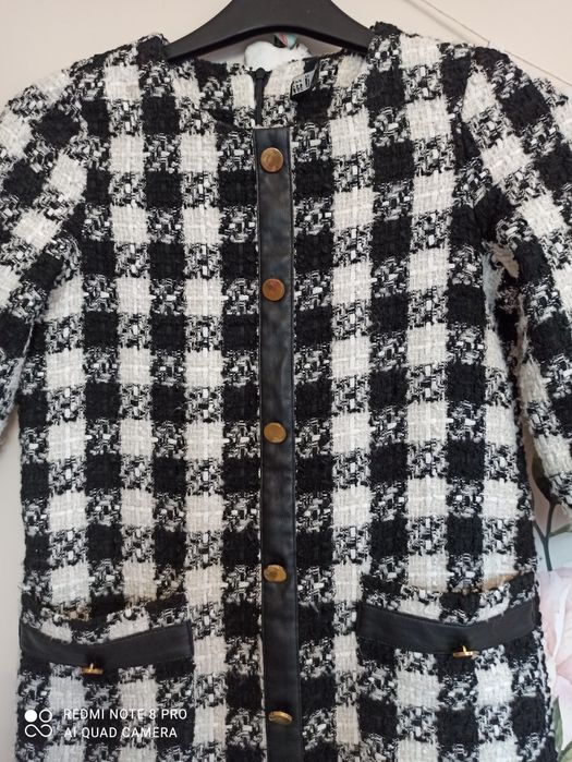 Sukienka Zara S tweedowa pepitka krata