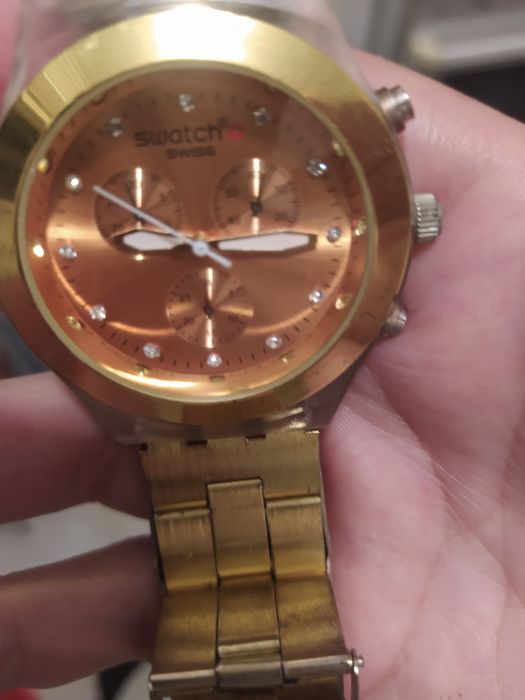 Swatch Irony Diaphane Gold Swiss Quartz relógio para peças