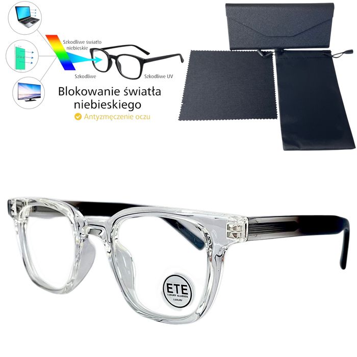 Okulary komputerowe, zerówki oprawki+zestaw etui,super jakość