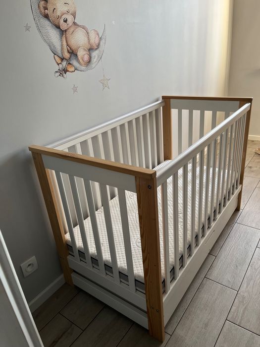 Łóżeczko dziecięce 120x60 z szufladą + materac Rucken