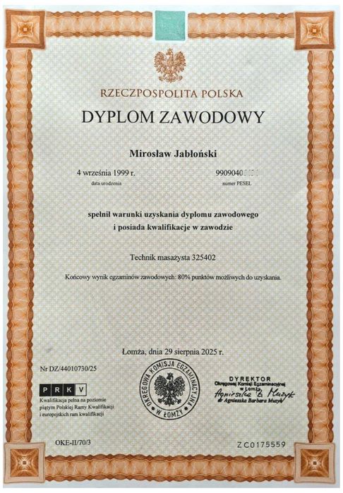 Masaż z dojazdem do domu (120zł-1h)