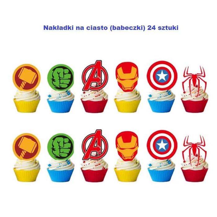 Zestaw Urodzinowy Bohaterowie Avengers 5 Części Balony Baner Toppery