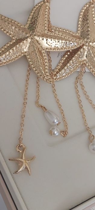 Luksusowe złote kolczyki w stylu morskim z zawieszkami