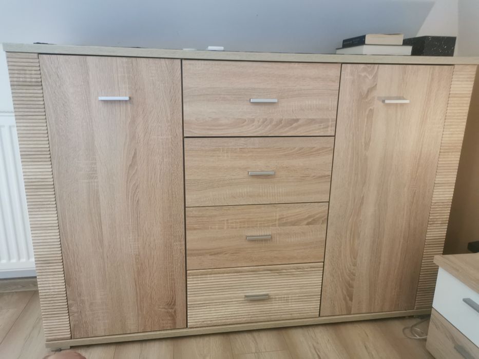 łóżko dąb sonoma 160x200 szafki nocne komoda meble sypialnia