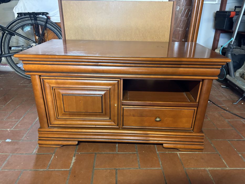 Drewniane Meble Komplet Komoda Szafka RTV Witrynka Lustro