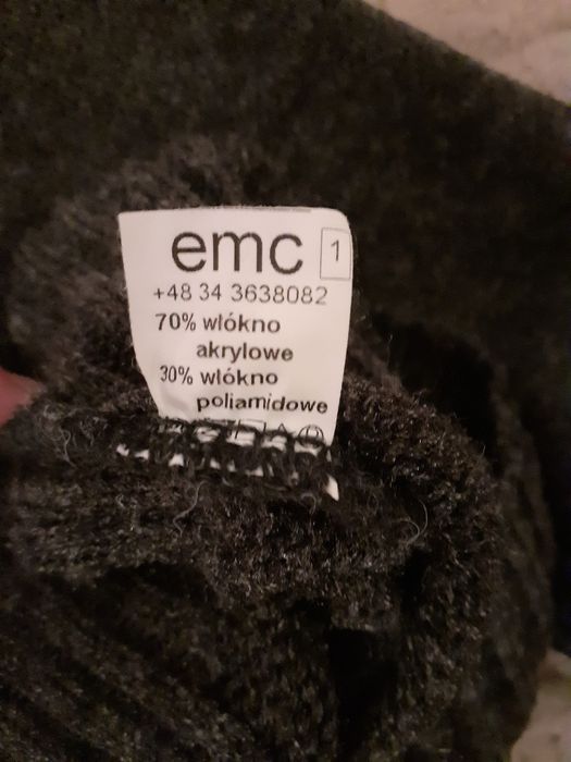 Ciepły sweter z golfem szary EMC