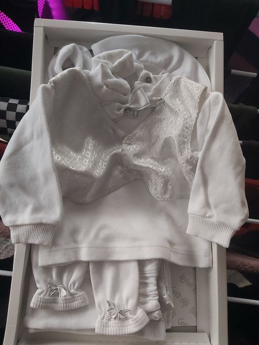 Komplet niemowlęcy na chrzest - Biały