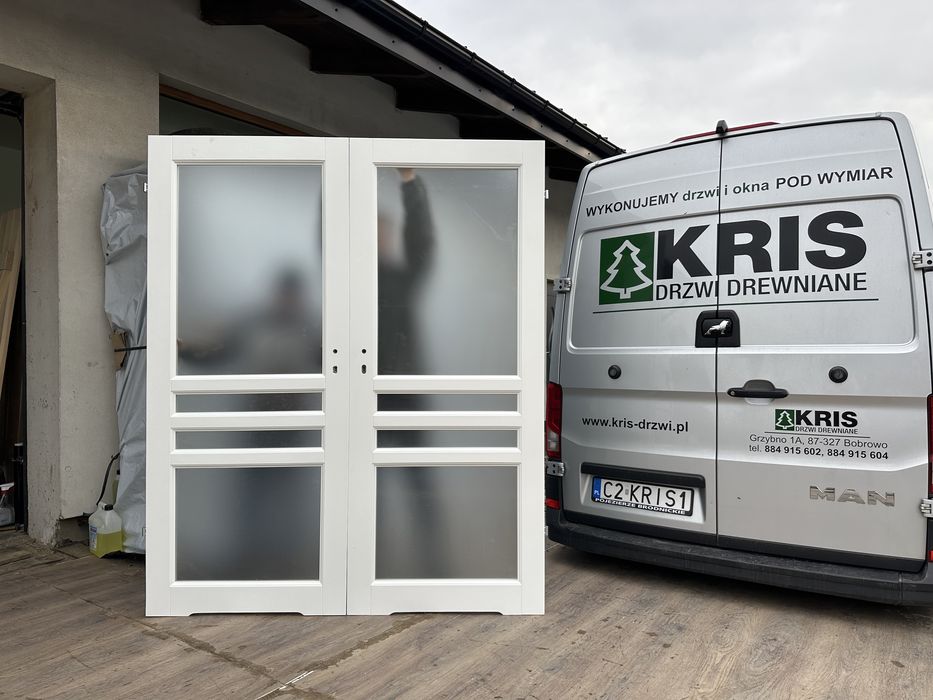 Drzwi Dwuskrzydłowe Drewniane sosnowe białeOD RĘKI 176x208 Cała Polska