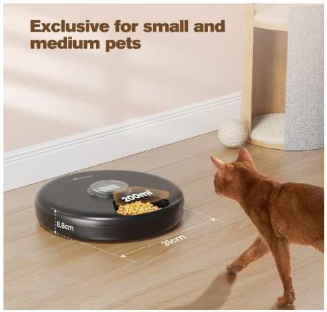 Dispensador Automático de Comida para Gatos e Cães de Pequeno Porte