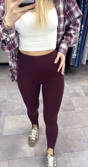 Лосини лосіни легінси зі штрипками колір марсала, без утеплення