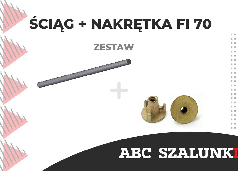 OKAZJA ZESTAW ŚCIĄG  70 CM+ NAKRĘTKI fi 70 ankra pręt gwintowany