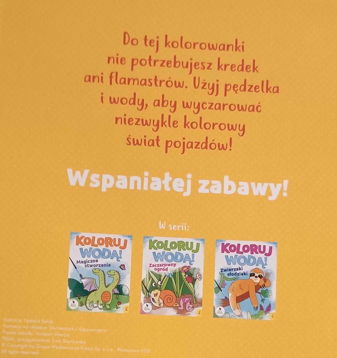 Wodna kolorowanka POJAZDY