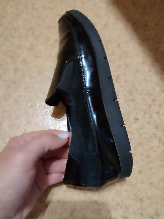 Слипоны женские р37 кожа лак+ замша