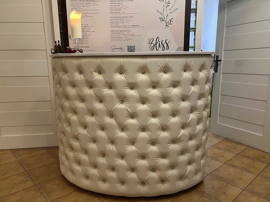 Lada recepcyjna pikowana Glamour | Ekoskóra | Kryształki | SPA / Salon
