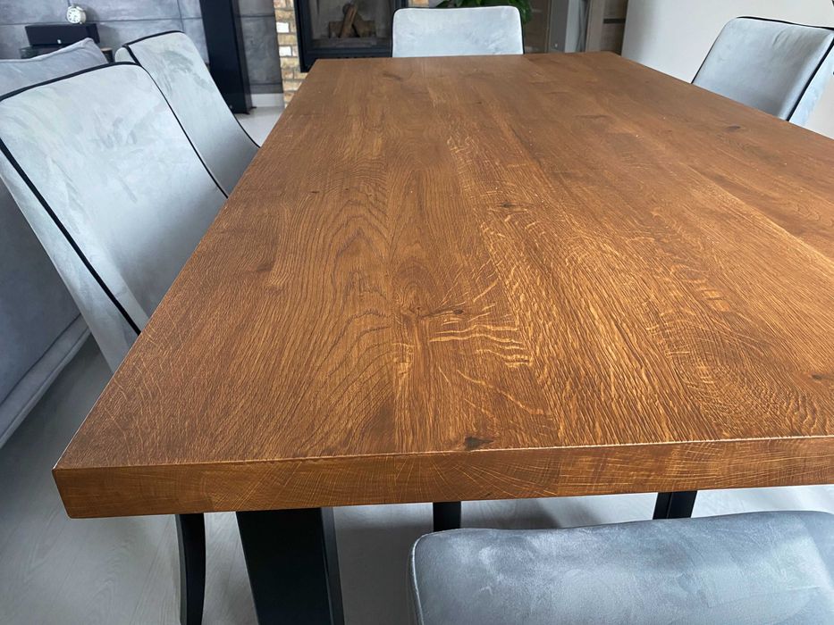 Duży drewniany stół rozkładany-dębowy stół rozkładany-metal-producen