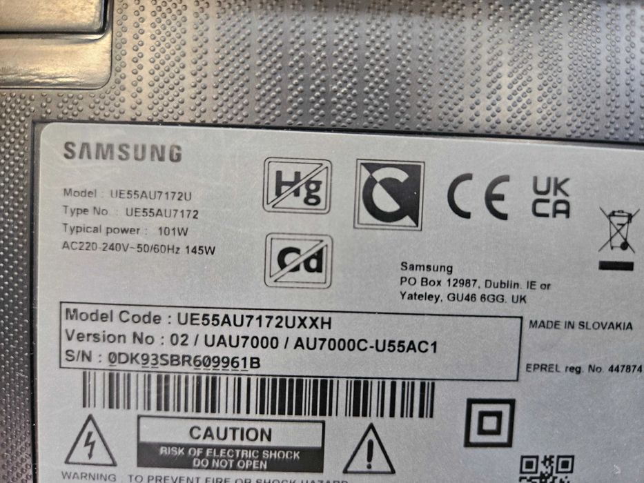 Telewizor LED 55cali 4K SmartTV Samsung UE55AU7172U