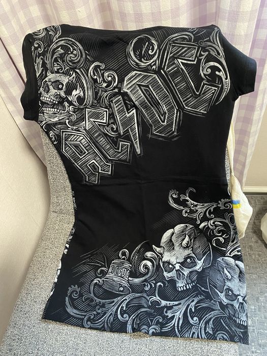 Футболка AC/DC, жіноча, розмір S, чорна з принтом, rock style