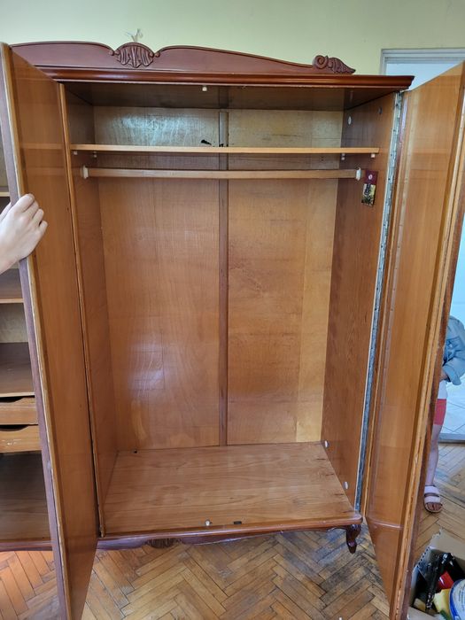 PRL Toaletka, szafa, szafki nocne, pufa, komplet mebli