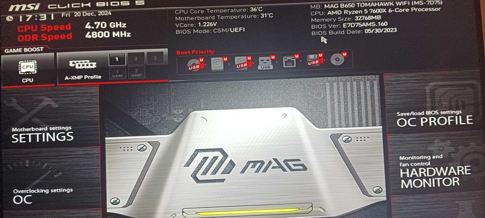 Материнская плата b650 tomahawk wifi б/у