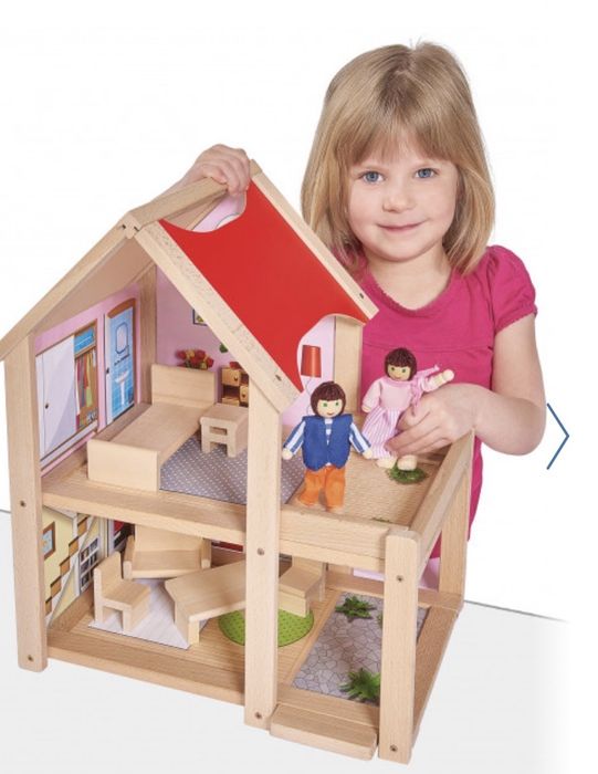 Дом для кукол двухэтажный Eichhorn с 2 куклами и аксессуарами
