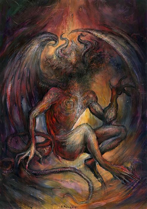 Furkas akryl na papierze hierarchie demonów