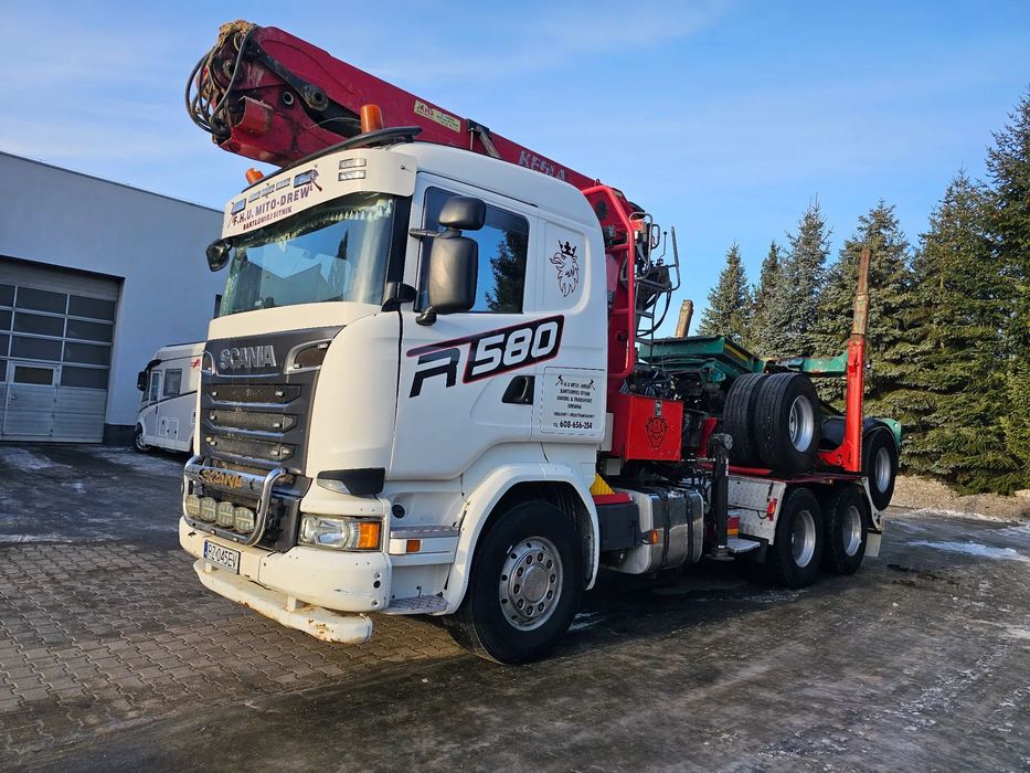 Scania R580 6x4 V8 + KESLA + WÓZEK DOLL CAŁY ZESTAW  Lekko uszkodzona kabina, Krajowy, W pełni sprawny - OKAZJA