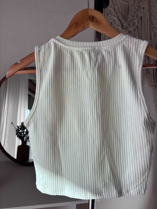 Top Branco Canelado Cruzado Stradivarius tam.L