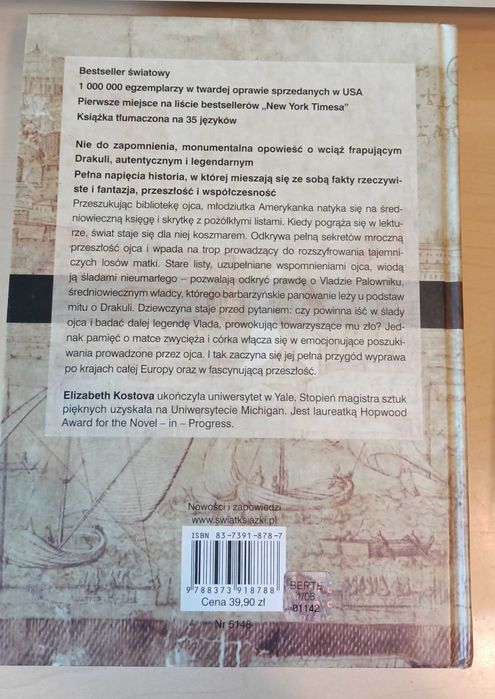 Historyk Elizabeth Kostova monumentalna opowieść o Drakuli Bestseller