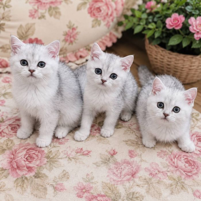Шотландские котята, серебристая шиншилла.