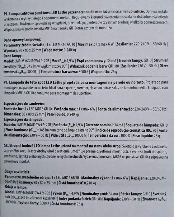 Zestaw lamp led  na ścianę / sufit