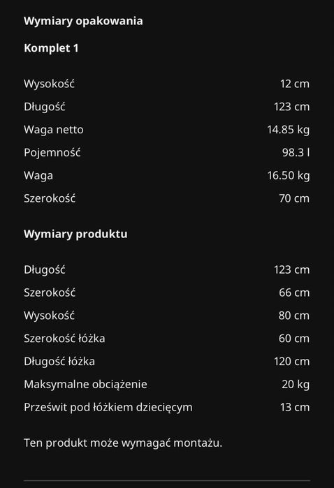 Łóżeczko nowe biale ikea