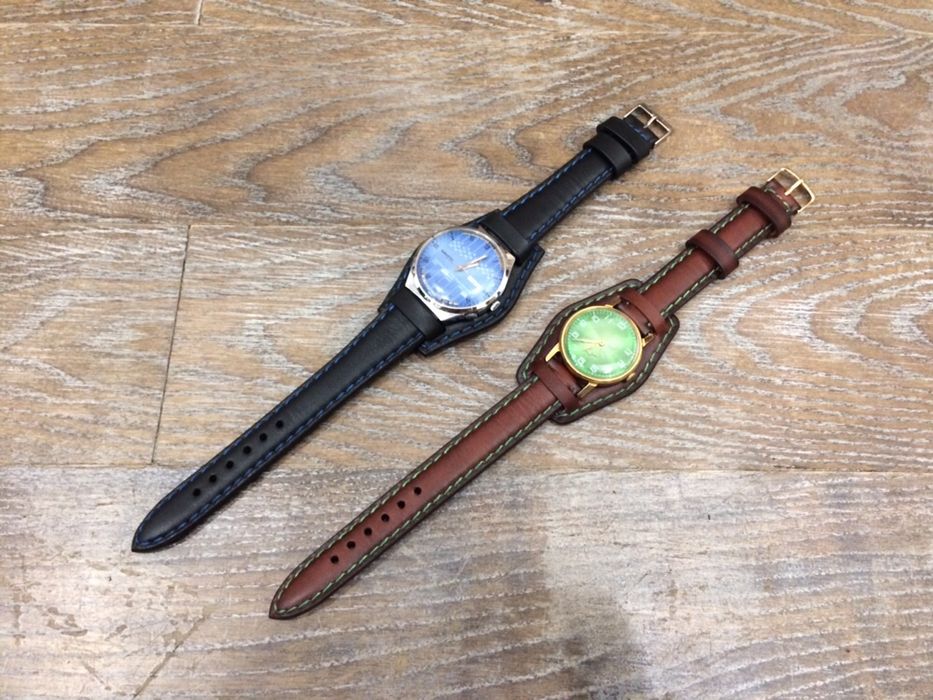 Объемный ремешок с напульсником ручной работы из натуральной кожи