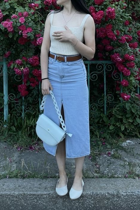 Спідниця джинс з розрізом