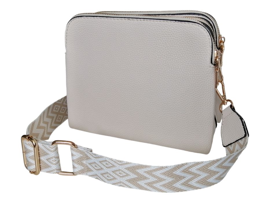 Klasyczna Torebka Damska Listonoszka Na Ramię - Beżowa